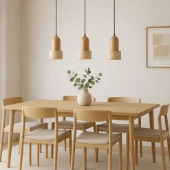 Riippuvalaisin Linento Lighting Loer-R, 4-osainen, E27, max. 40W, IP20, tammi/beige