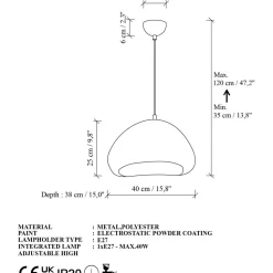 Riippuvalaisin Linento Lighting Lora 40-Luna valkoinen