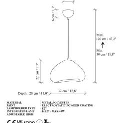 Riippuvalaisin Linento Lighting Lora 30-Luna valkoinen