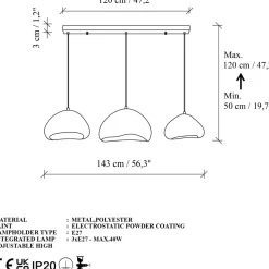 Riippuvalaisin Linento Lighting Lora Set-C-Luna, 3-osainen, valkoinen