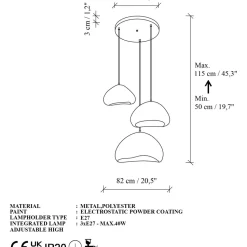 Riippuvalaisin Linento Lighting Lora Set-T-Nua, 3-osainen, valkoinen
