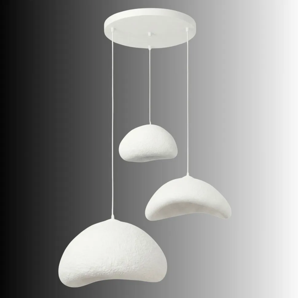 Riippuvalaisin Linento Lighting Luna Nua T, 3-osainen, valkoinen