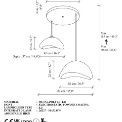 Riippuvalaisin Linento Lighting Luna 40-50-T, 2-osainen, valkoinen