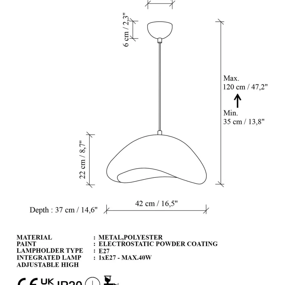 Riippuvalaisin Linento Lighting Luna 40 valkoinen