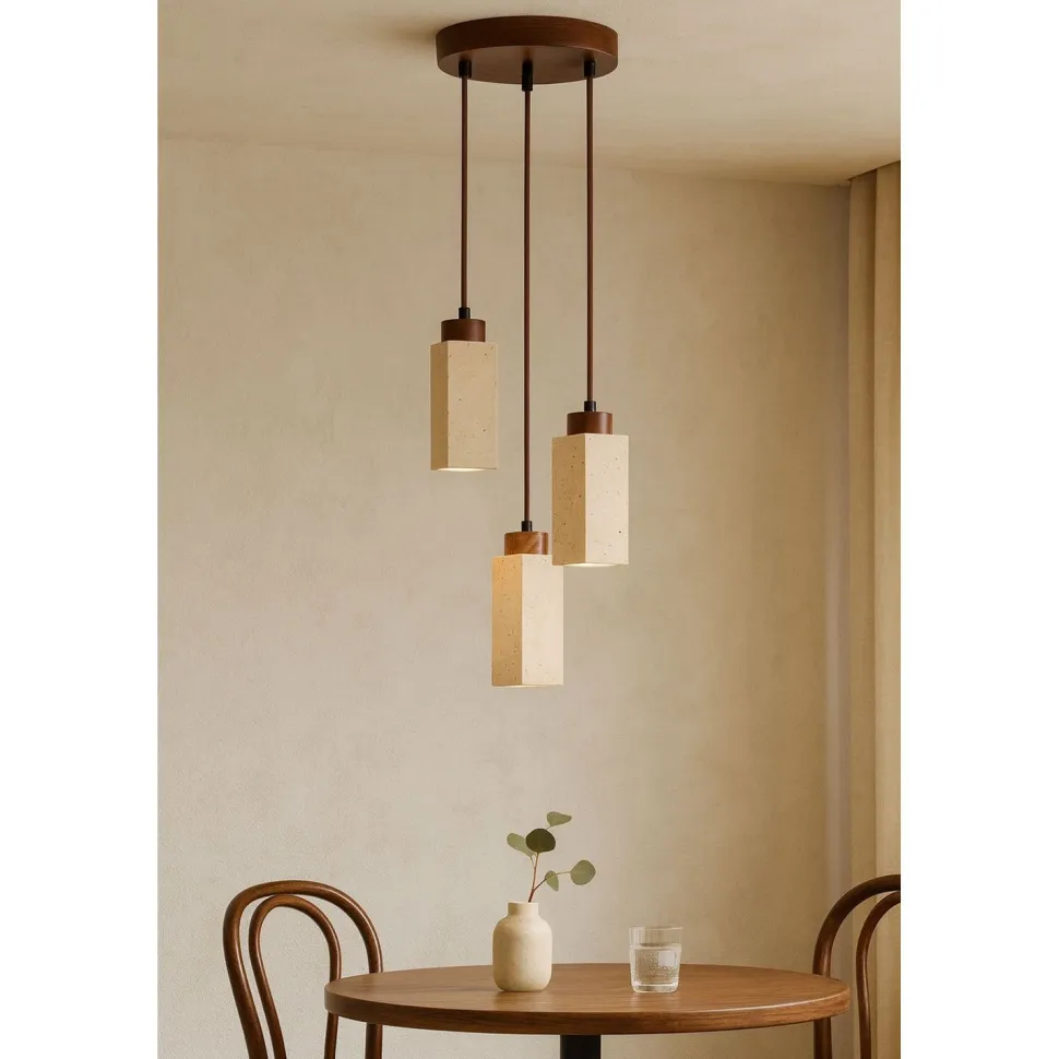 Riippuvalaisin Linento Lighting Mule-C, 3-osainen, GU10, IP20, max. 10W, beige/pähkinä