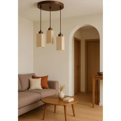 Riippuvalaisin Linento Lighting Mule-C, 3-osainen, GU10, IP20, max. 10W, beige/pähkinä