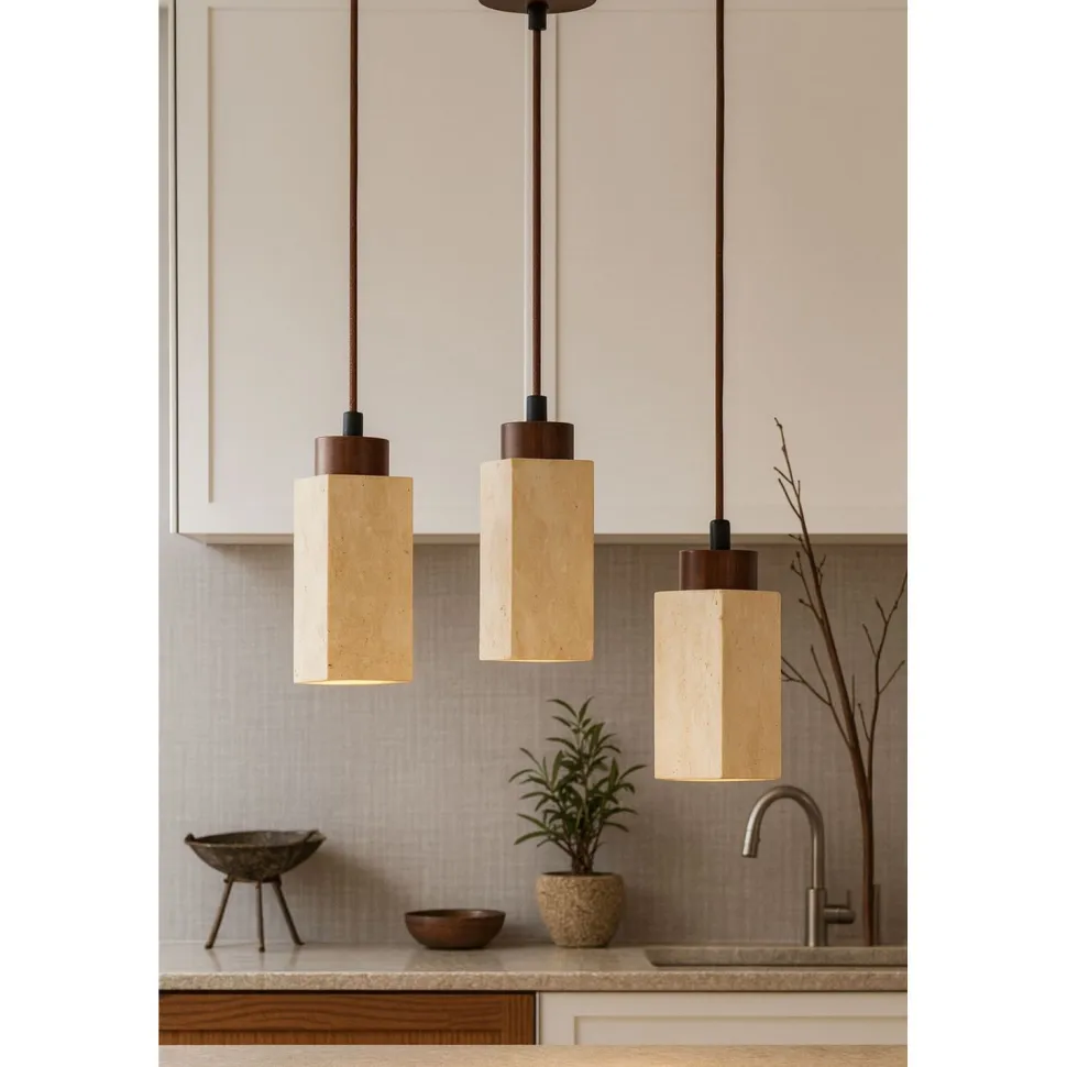 Riippuvalaisin Linento Lighting Mule-C, 3-osainen, GU10, IP20, max. 10W, beige/pähkinä