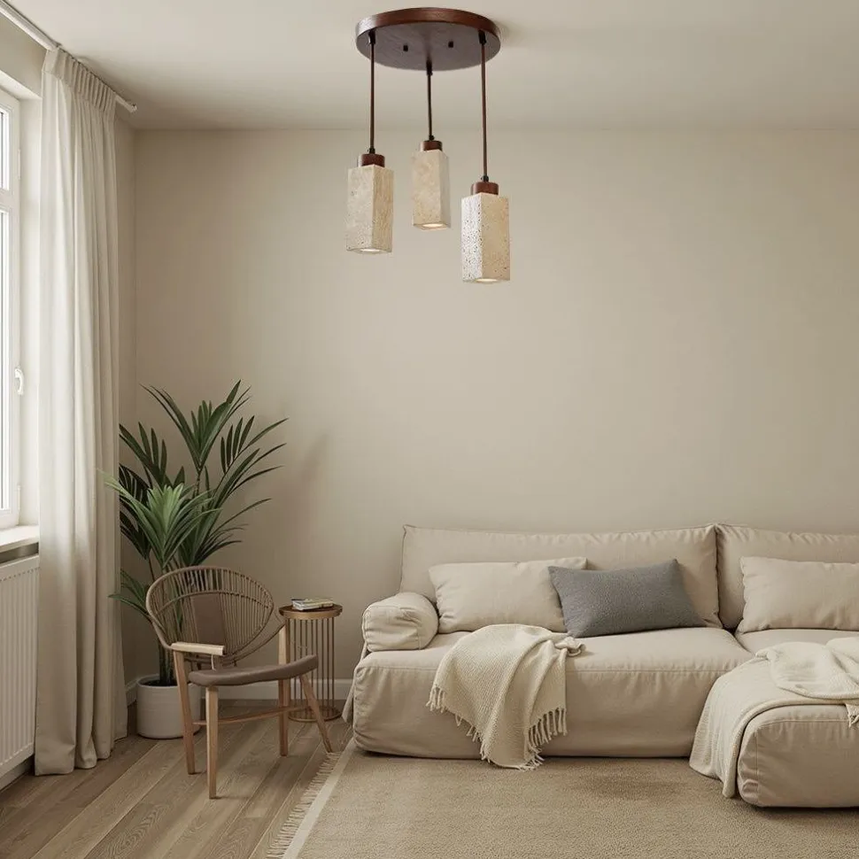 Riippuvalaisin Linento Lighting Mule-C, 3-osainen, GU10, IP20, max. 10W, beige/pähkinä