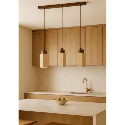 Riippuvalaisin Linento Lighting Mule-R, 3-osainen, GU10, IP20, max. 10W, beige/pähkinä