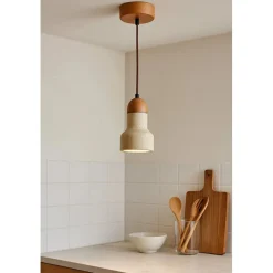 Riippuvalaisin Linento Lighting Swis, Ø9cm, GU10, IP20, max. 10W, beige/tammi