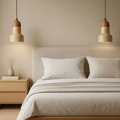 Riippuvalaisin Linento Lighting Swis, Ø9cm, GU10, IP20, max. 10W, beige/tammi
