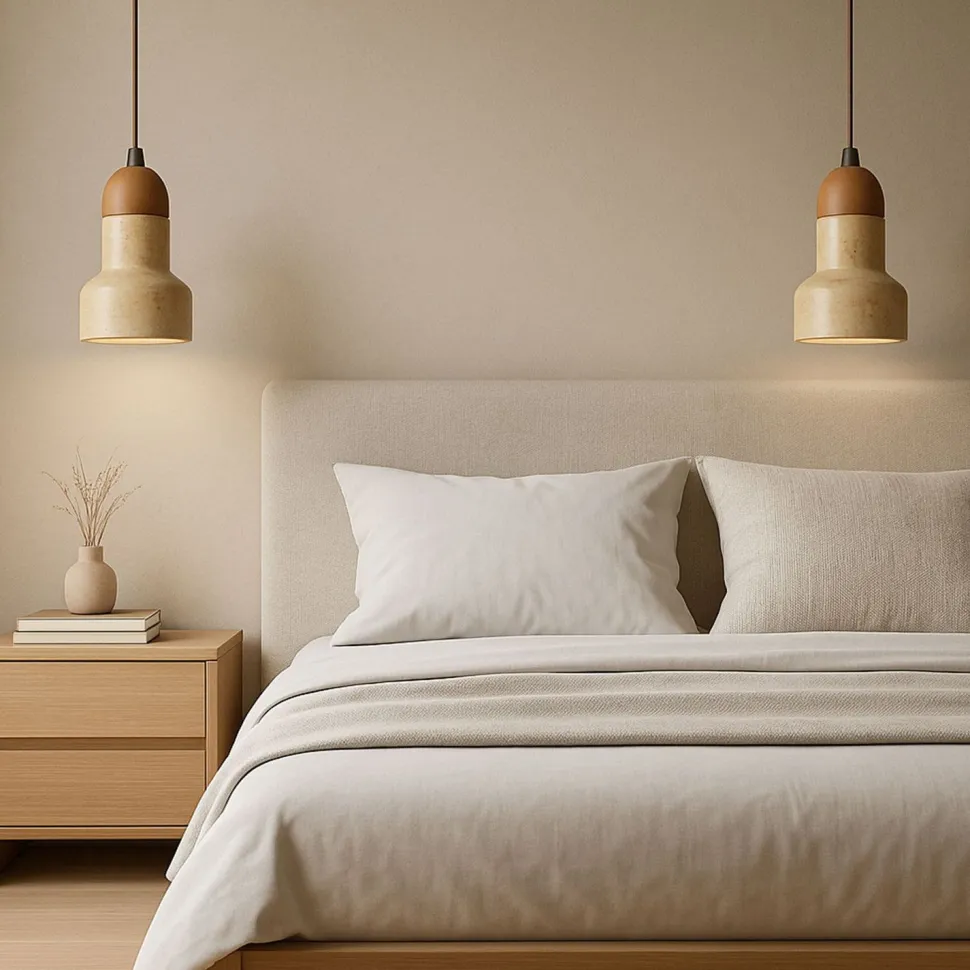Riippuvalaisin Linento Lighting Swis, Ø9cm, GU10, IP20, max. 10W, beige/tammi