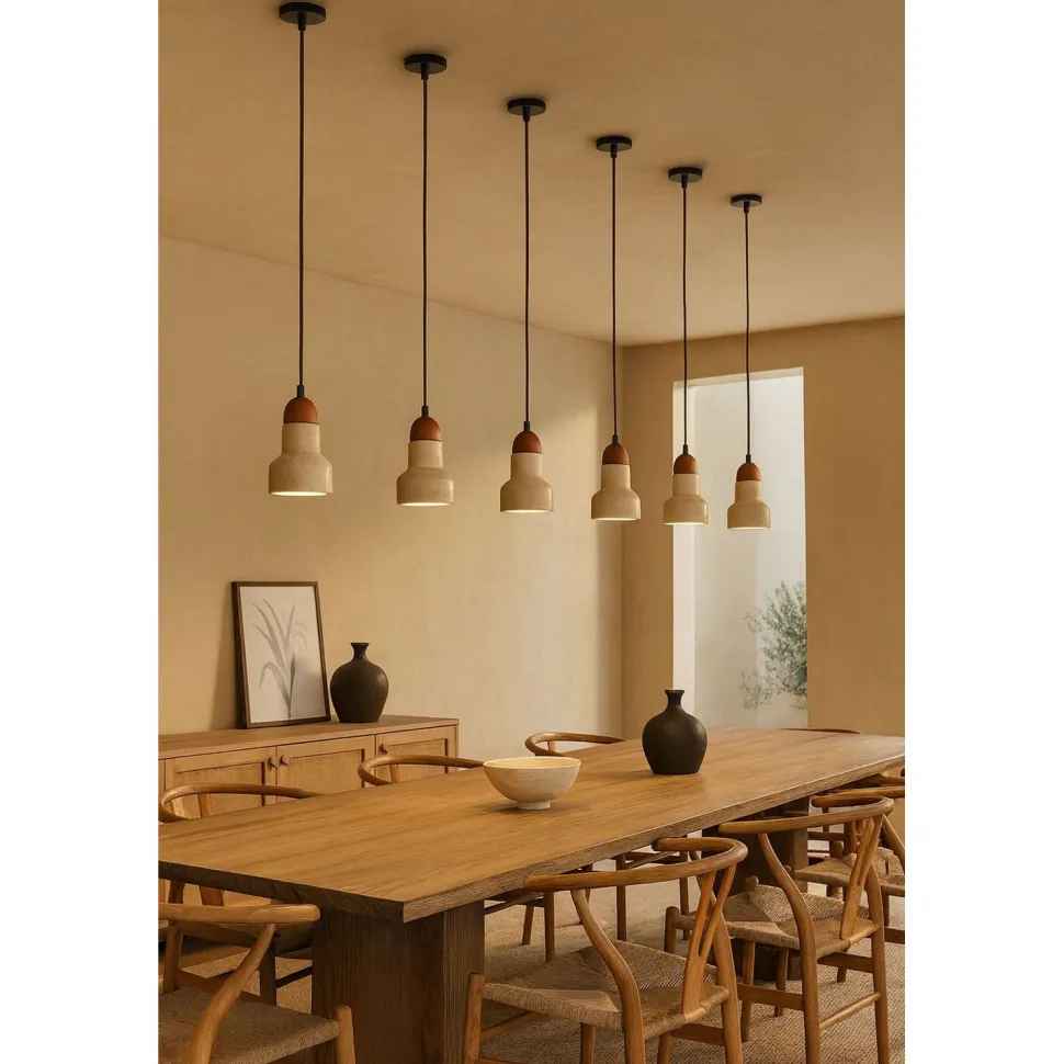 Riippuvalaisin Linento Lighting Swis, Ø9cm, GU10, IP20, max. 10W, beige/tammi