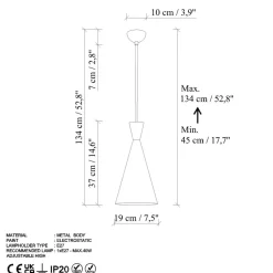 Riippuvalaisin Linento Lighting TOM-3541-RETRO, Ø19cm, tummanruskea