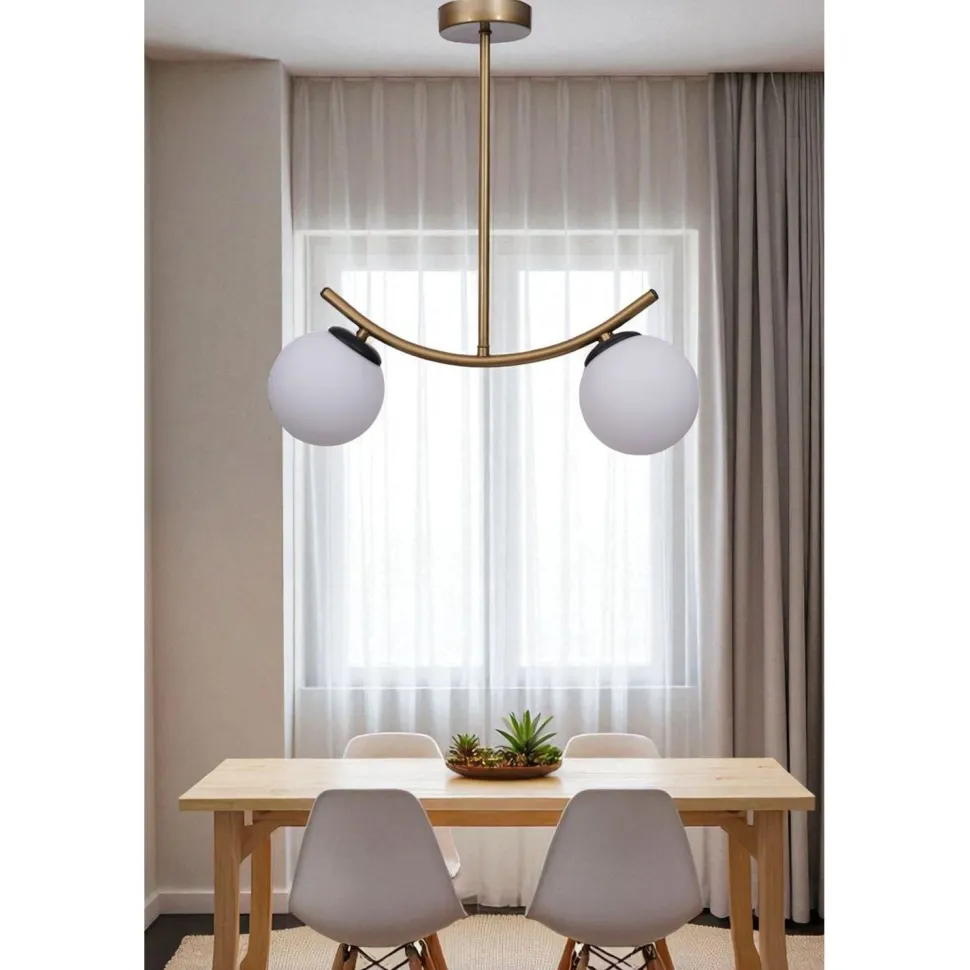 Riippuvalaisin Linento Lighting Velvet 2-osainen valkoinen/kulta