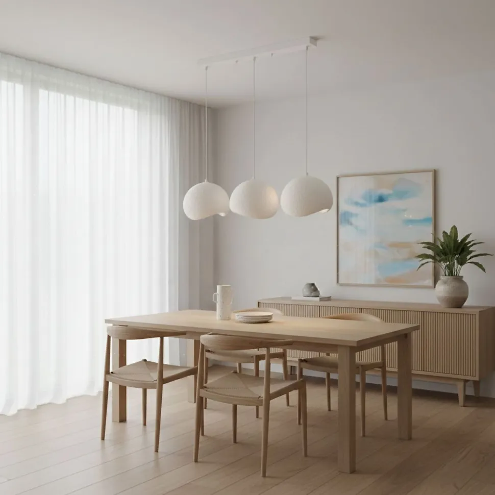 Riippuvalaisin Linento Lighting Yontu 15853A, 3-osainen, valkoinen
