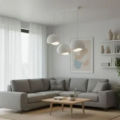 Riippuvalaisin Linento Lighting Yontu 15853A, 3-osainen, valkoinen