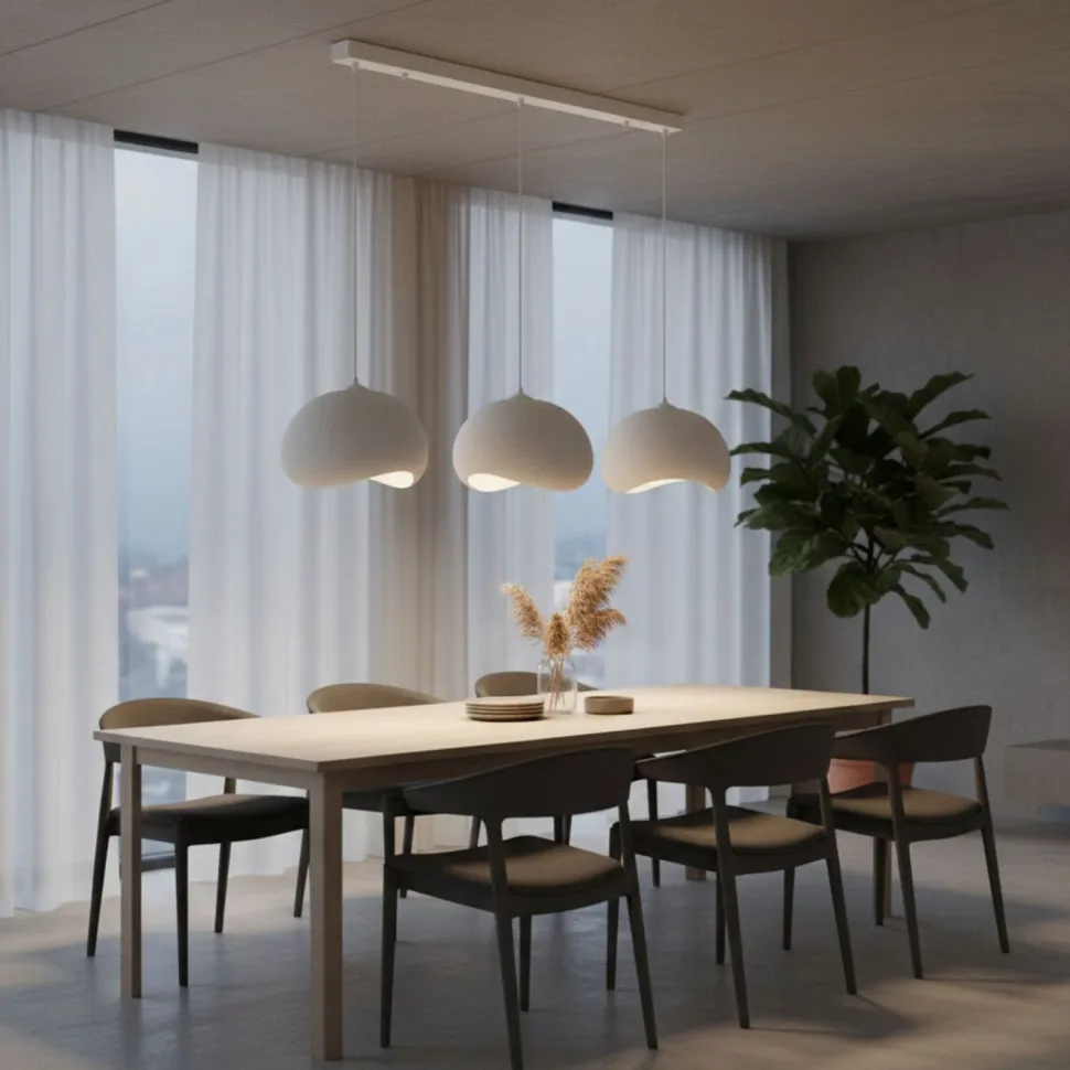 Riippuvalaisin Linento Lighting Yontu 15853A, 3-osainen, valkoinen