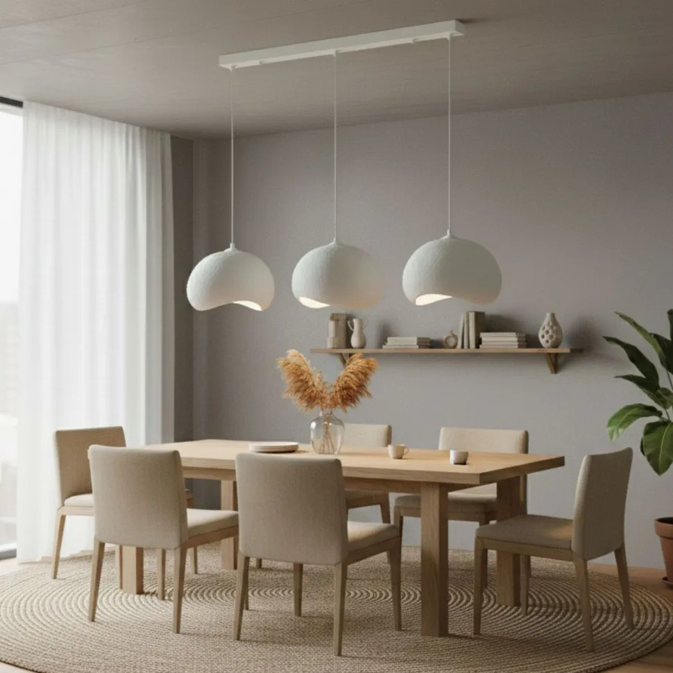 Riippuvalaisin Linento Lighting Yontu 15853A, 3-osainen, valkoinen