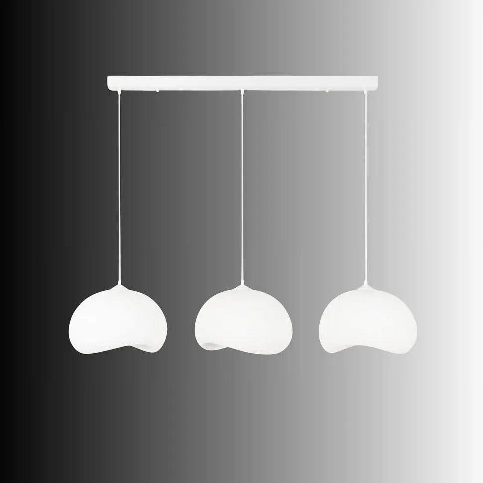 Riippuvalaisin Linento Lighting Yontu 15853A, 3-osainen, valkoinen