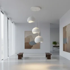 Riippuvalaisin Linento Lighting Yontu 3-osainen valkoinen