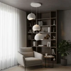 Riippuvalaisin Linento Lighting Yontu 3-osainen valkoinen