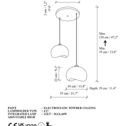 Riippuvalaisin Linento Lighting Yontu pyöreä 2-osainen valkoinen