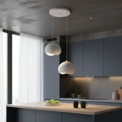 Riippuvalaisin Linento Lighting Yontu pyöreä 2-osainen valkoinen