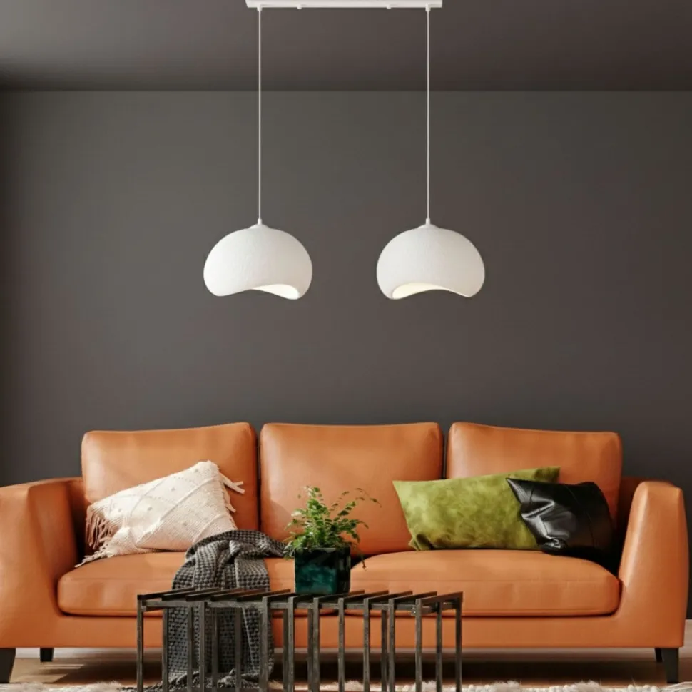 Riippuvalaisin Linento Lighting Yontu suora 80cm 2-osainen valkoinen