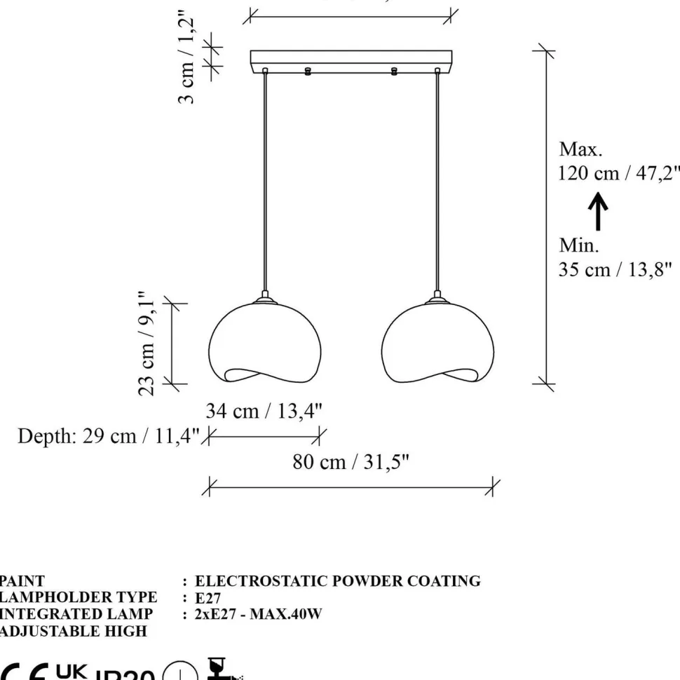 Riippuvalaisin Linento Lighting Yontu suora 80cm 2-osainen valkoinen