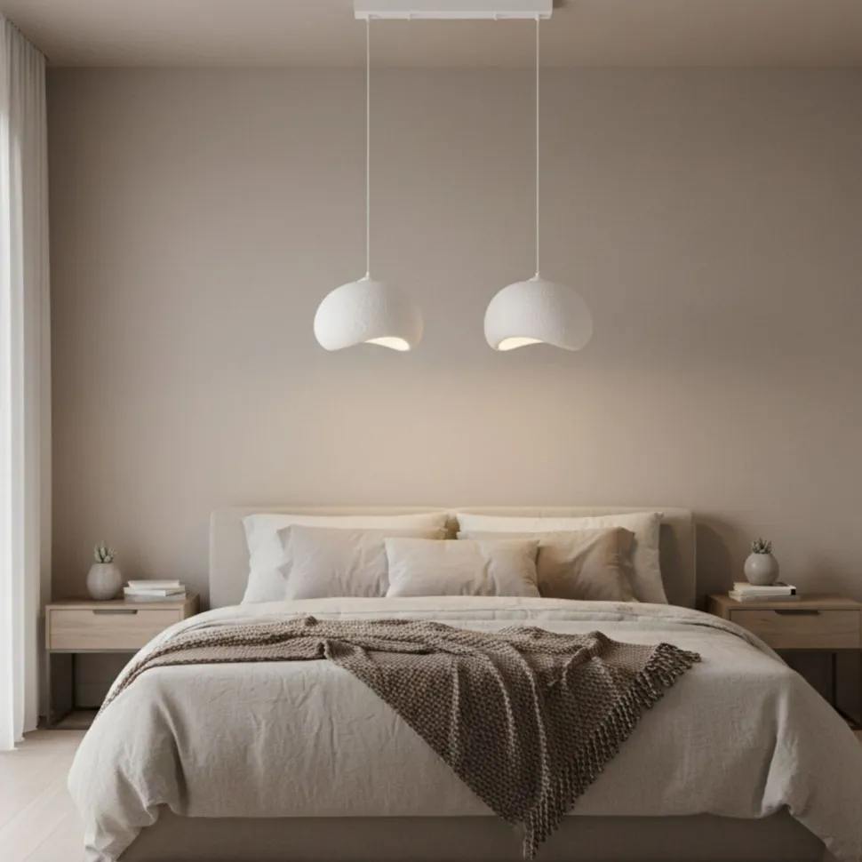 Riippuvalaisin Linento Lighting Yontu suora 80cm 2-osainen valkoinen