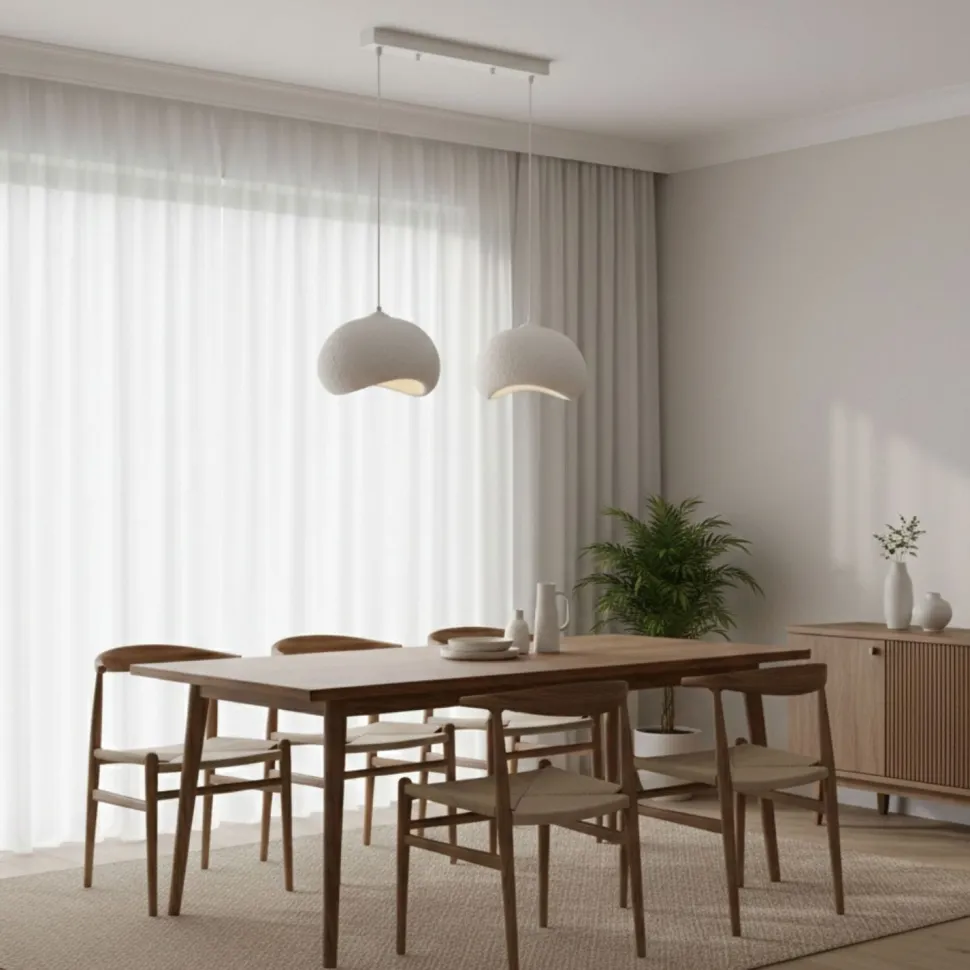 Riippuvalaisin Linento Lighting Yontu suora 80cm 2-osainen valkoinen
