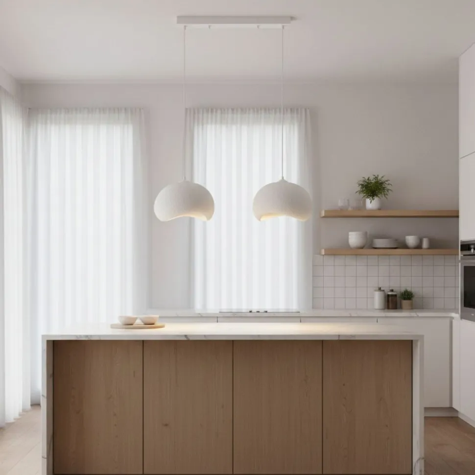 Riippuvalaisin Linento Lighting Yontu suora 80cm 2-osainen valkoinen