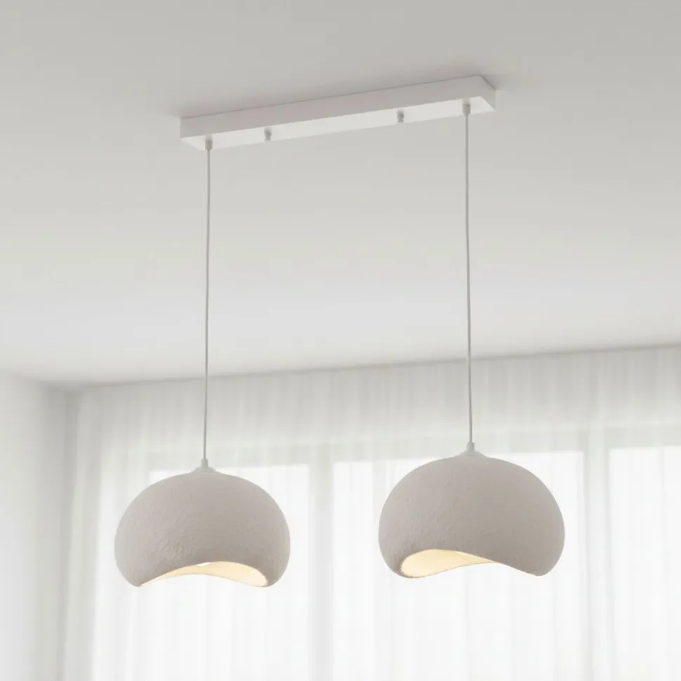Riippuvalaisin Linento Lighting Yontu suora 80cm 2-osainen valkoinen