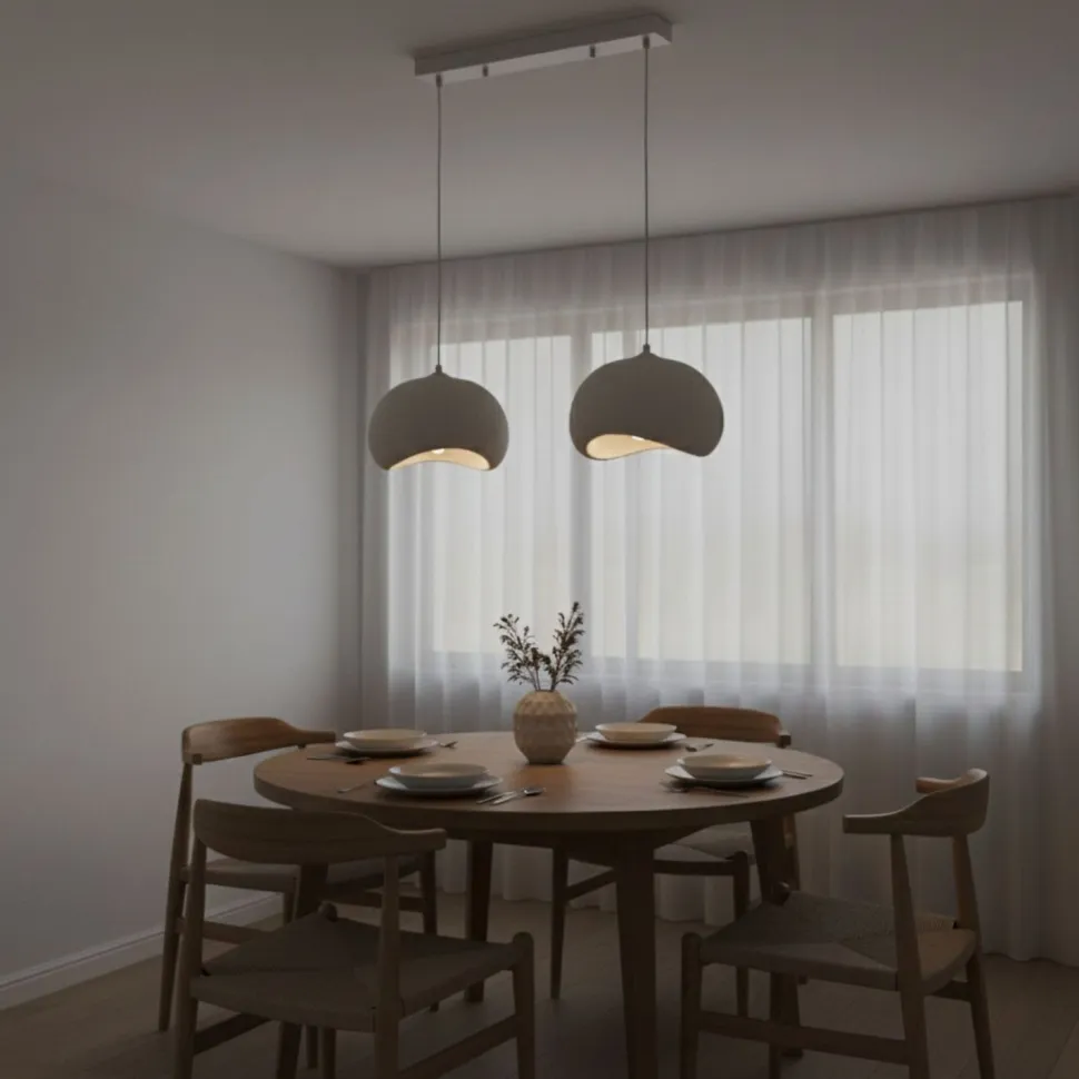 Riippuvalaisin Linento Lighting Yontu suora 80cm 2-osainen valkoinen