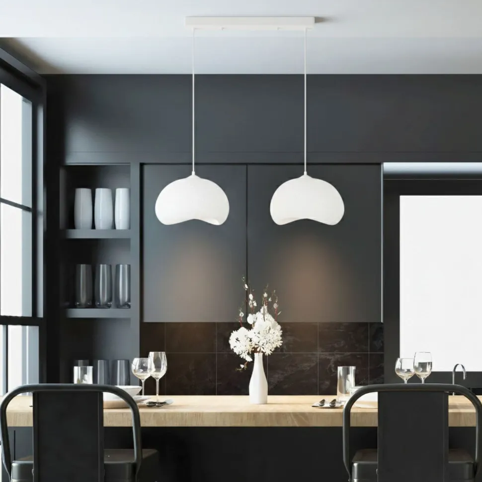 Riippuvalaisin Linento Lighting Yontu suora 80cm 2-osainen valkoinen