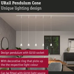 Riippuvalaisin Paulmann URail Cone GU10 max. 10W himmennettävä valkoinen