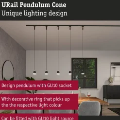 Riippuvalaisin Paulmann URail Cone GU10 max. 10W himmennettävä valkoinen