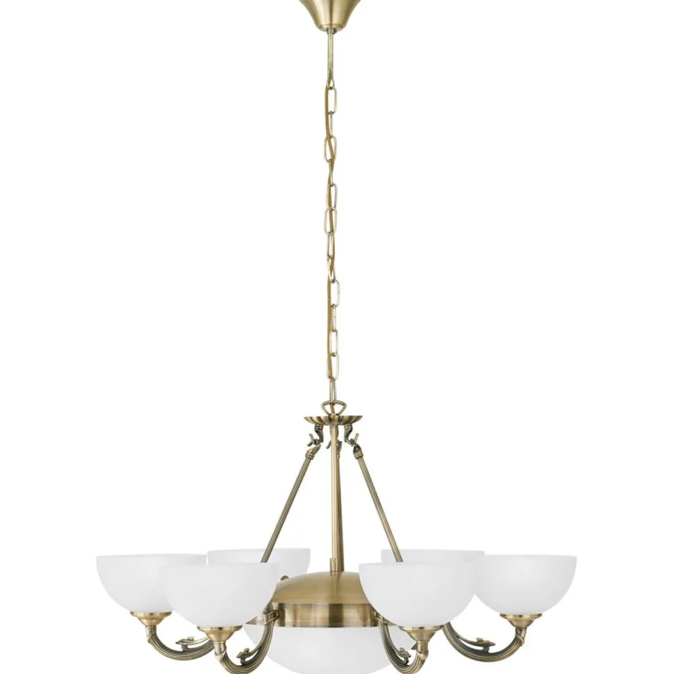Riippuvalaisin Savoy Ø 740x1100 mm 6+1-osainen pronssi/valkoinen