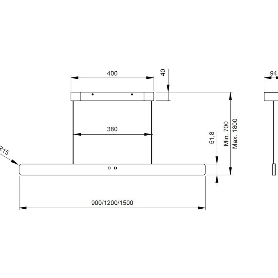 Saarekevalaisin Savo Nero iLED 900mm 230V 30W 2700-6500K Zigbee mattamusta
