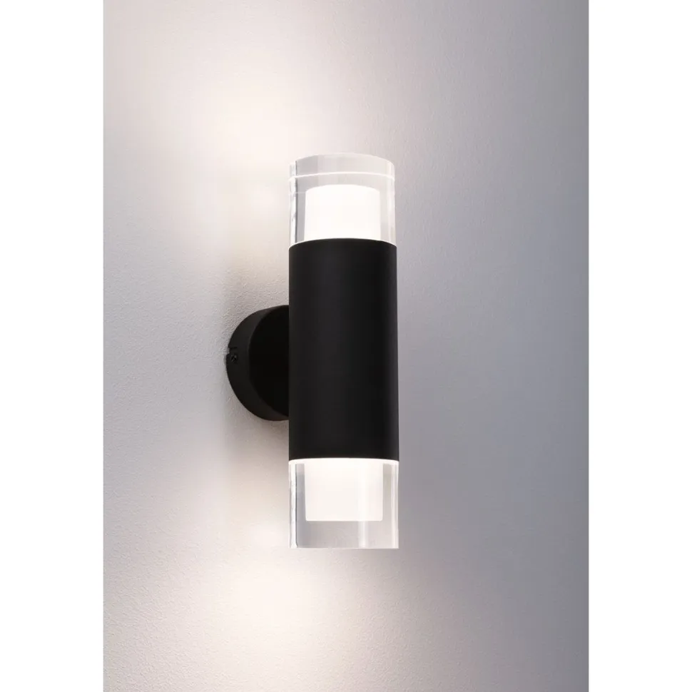 Seinä-/kattovalaisin Paulmann Kame, 27cm, IP44, 3000K, 2x460lm, 230V, 2x4W, signaalimusta