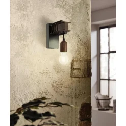 Seinävalaisin Eglo Vintage Townshend 4 19cm antiikinruskea/musta