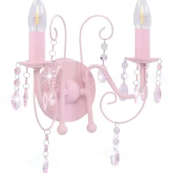 Seinävalaisin helmillä pinkki 2 x e14 polttimoa