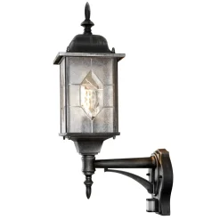 Seinävalaisin Konstsmide Milano 7268-759 160x285x530 mm yläsuunta liiketunnistimella mustahopea