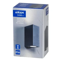 Seinävalaisin Airam Sund Double, max 2x7W, GU10, 150x68x93mm, IP44, antrasiitti/kirkas