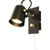 Seinävalaisin Aneta Lighting Metz musta/mattamessinki