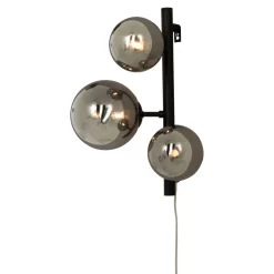 Seinävalaisin Aneta Lighting Molekyl musta/savulasi