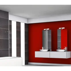 Seinävalaisin Cosenza IP44 435x115x64 mm 2-osainen + pistorasia kromi/valkoinen