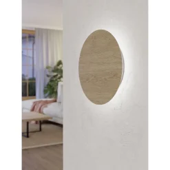 Seinävalaisin Eglo Alamilo, Ø22cm, LED, 9.2W, IP20, puu/valkoinen