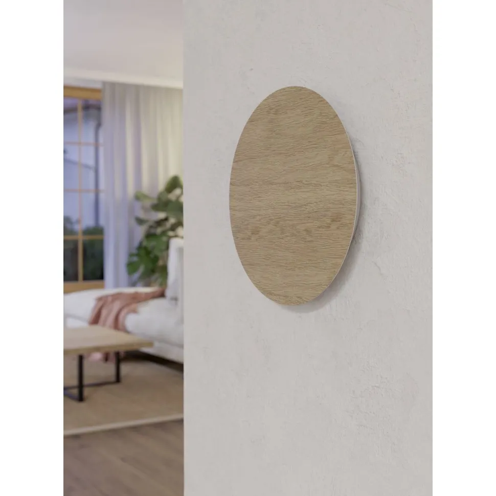 Seinävalaisin Eglo Alamilo, Ø22cm, LED, 9.2W, IP20, puu/valkoinen